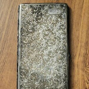 Vintage 950 silver large cigarette case floral etched